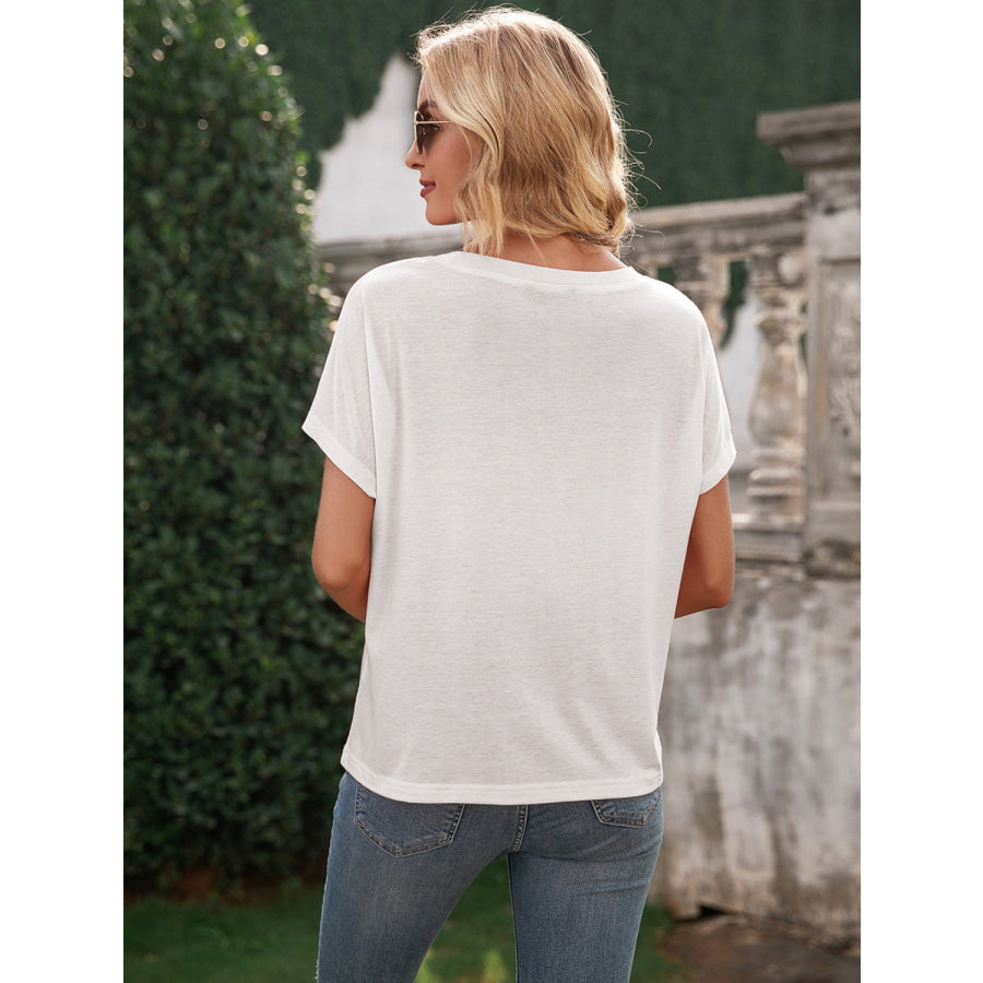 Pocketed Round Neck Short Sleeve T-Shirt Apparel and Accessories
