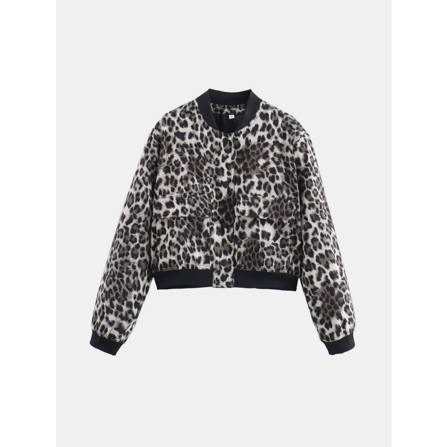 Pocketed Snap Down Baseball Collar Jacket Apparel and Accessories