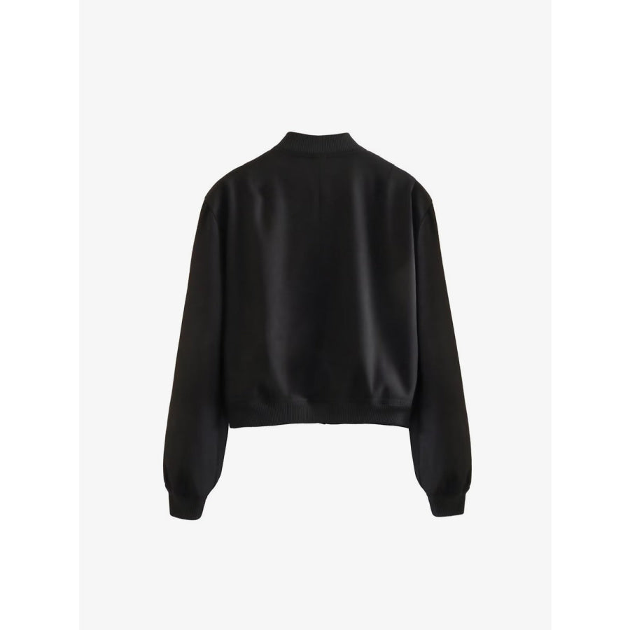 Pocketed Snap Down Baseball Collar Jacket Apparel and Accessories