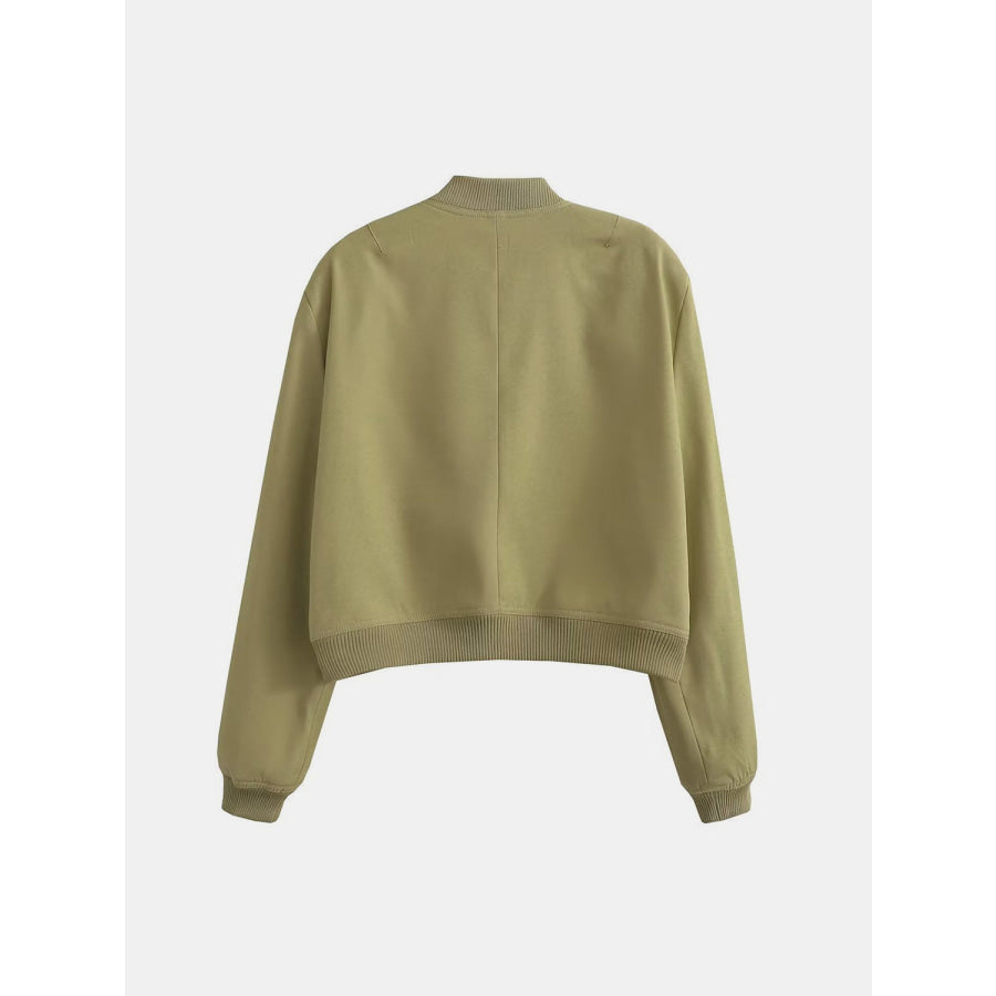 Pocketed Snap Down Baseball Collar Jacket Apparel and Accessories