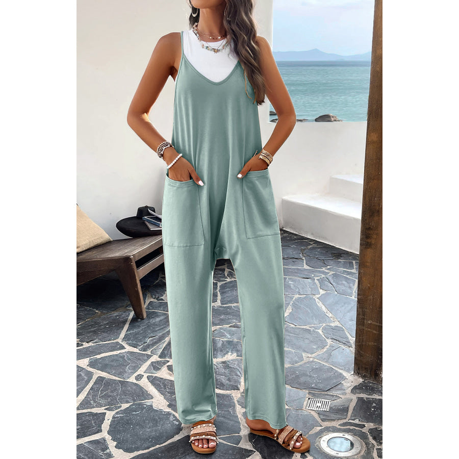 Pocketed Spaghetti Strap Overalls Apparel and Accessories