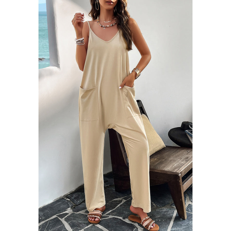 Pocketed Spaghetti Strap Overalls Apparel and Accessories