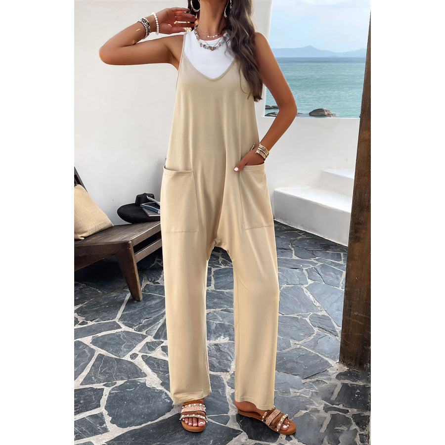 Pocketed Spaghetti Strap Overalls Apparel and Accessories