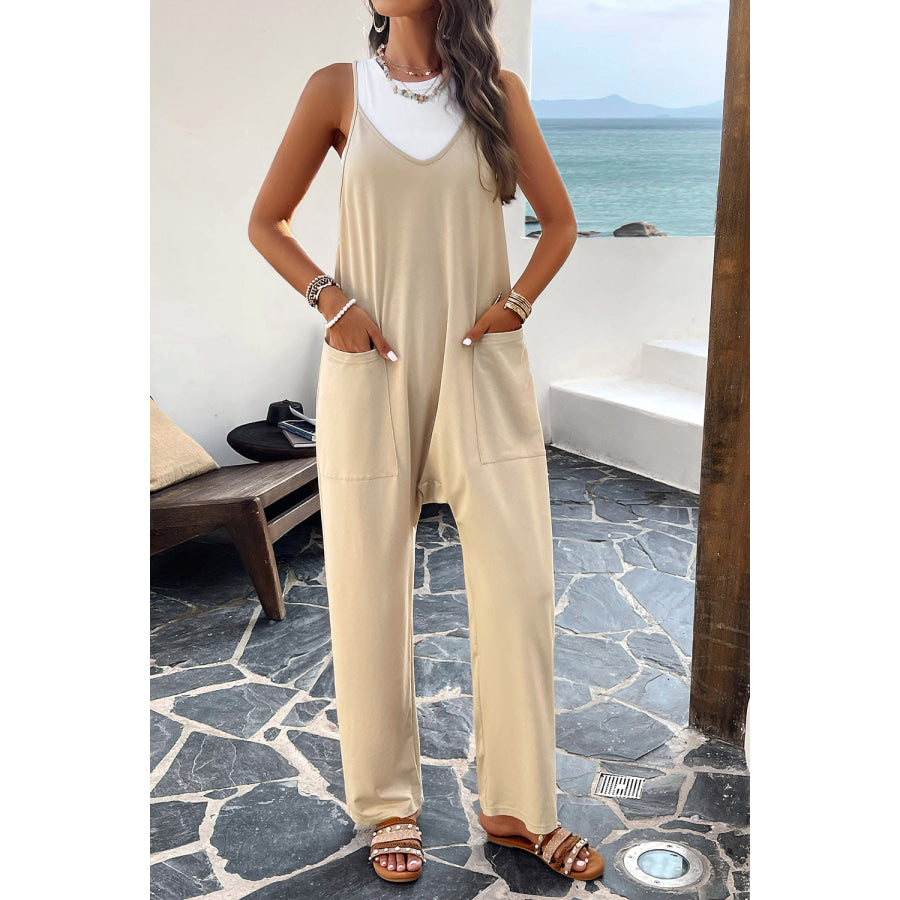 Pocketed Spaghetti Strap Overalls Apparel and Accessories
