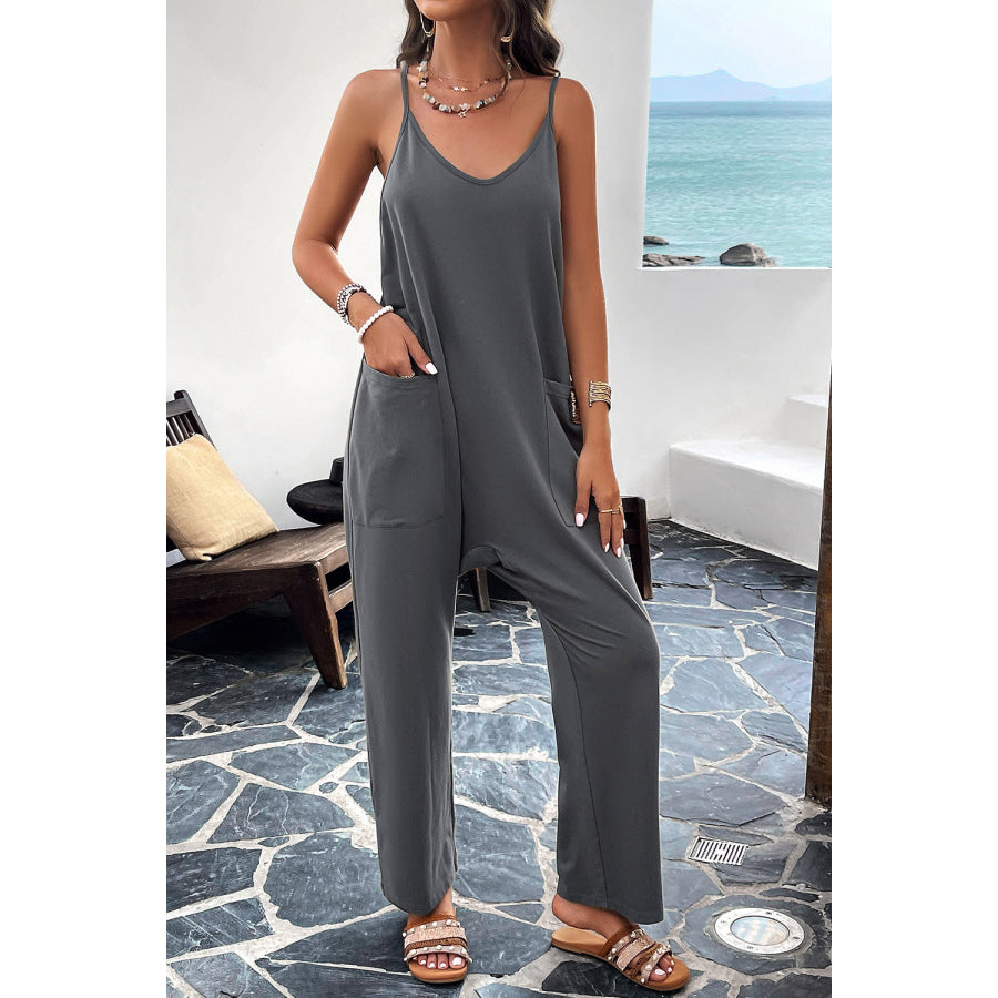 Pocketed Spaghetti Strap Overalls Apparel and Accessories