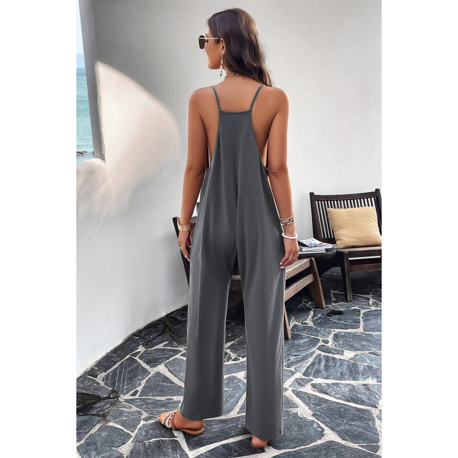 Pocketed Spaghetti Strap Overalls Apparel and Accessories