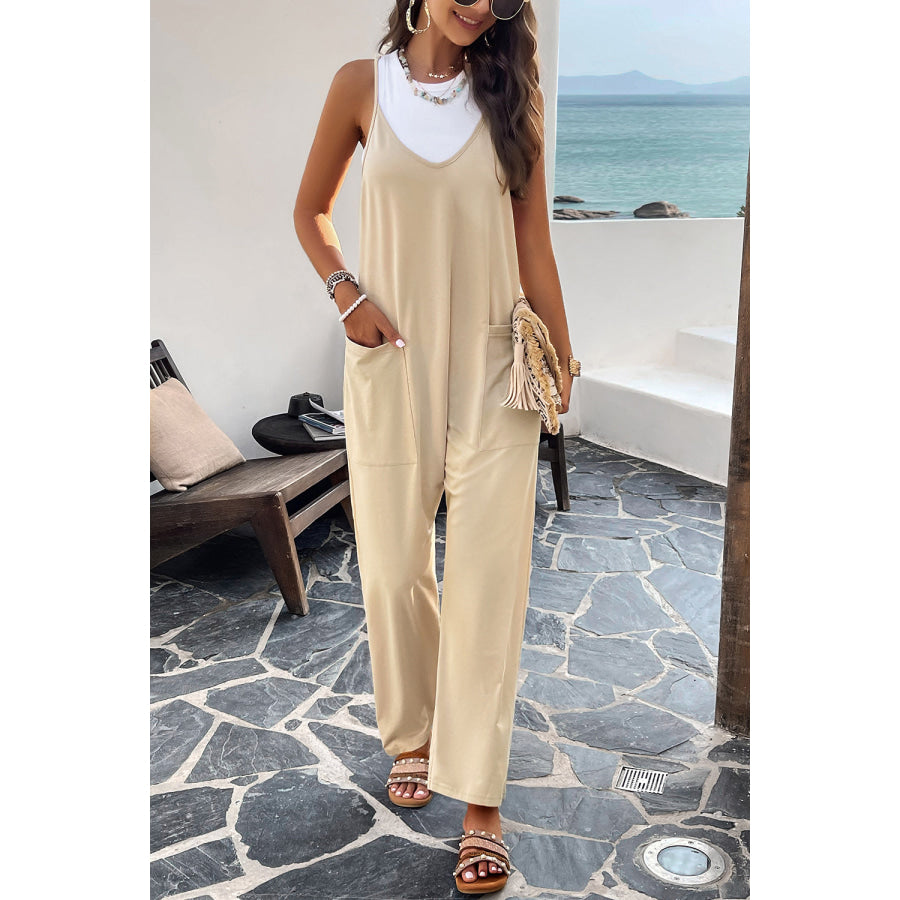 Pocketed Spaghetti Strap Overalls Apparel and Accessories