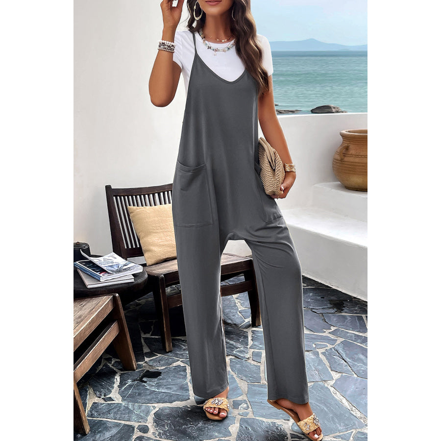 Pocketed Spaghetti Strap Overalls Apparel and Accessories