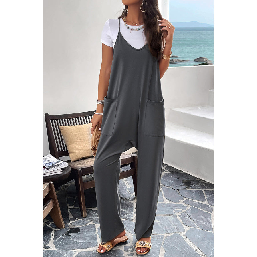 Pocketed Spaghetti Strap Overalls Apparel and Accessories