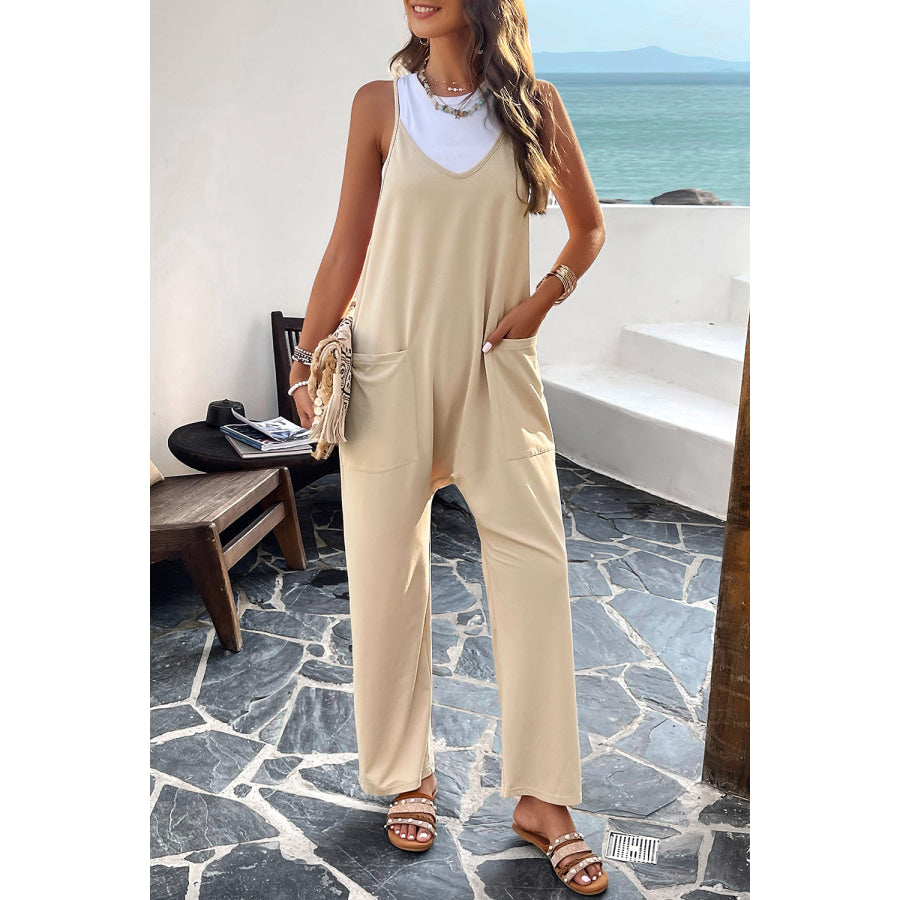 Pocketed Spaghetti Strap Overalls Apparel and Accessories