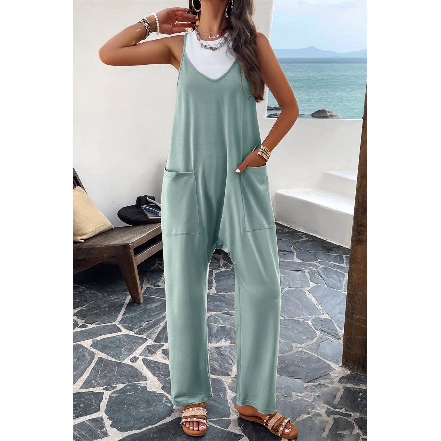 Pocketed Spaghetti Strap Overalls Apparel and Accessories