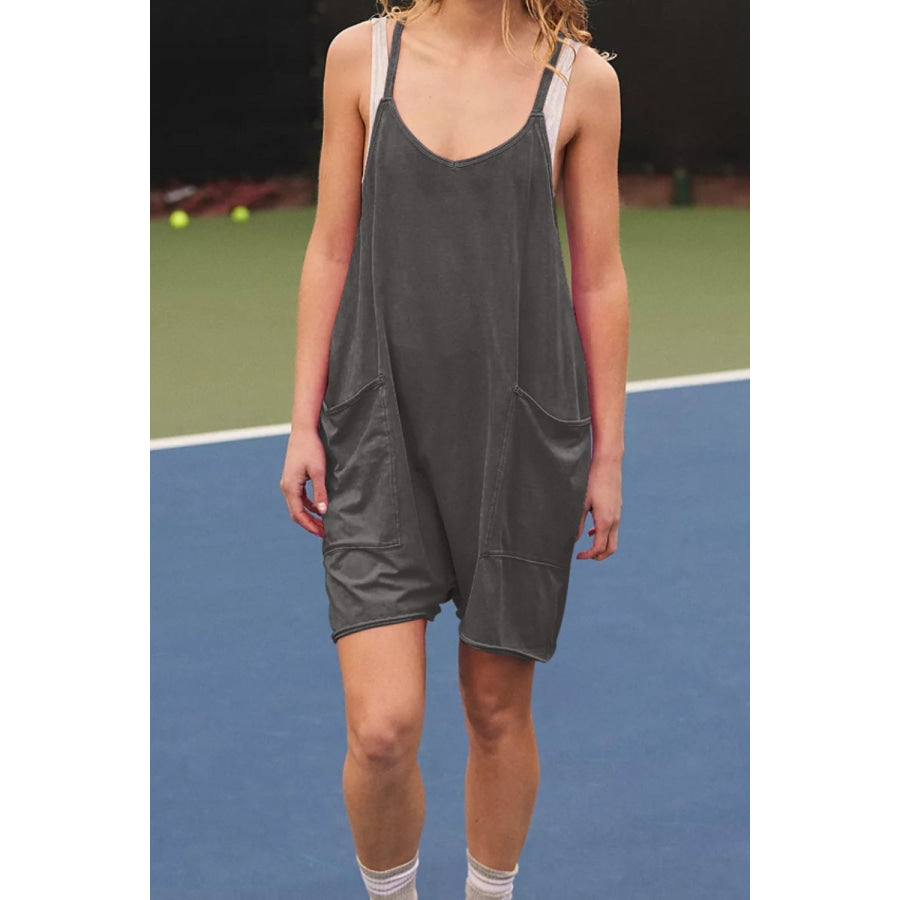 Pocketed Spaghetti Strap Romper Apparel and Accessories