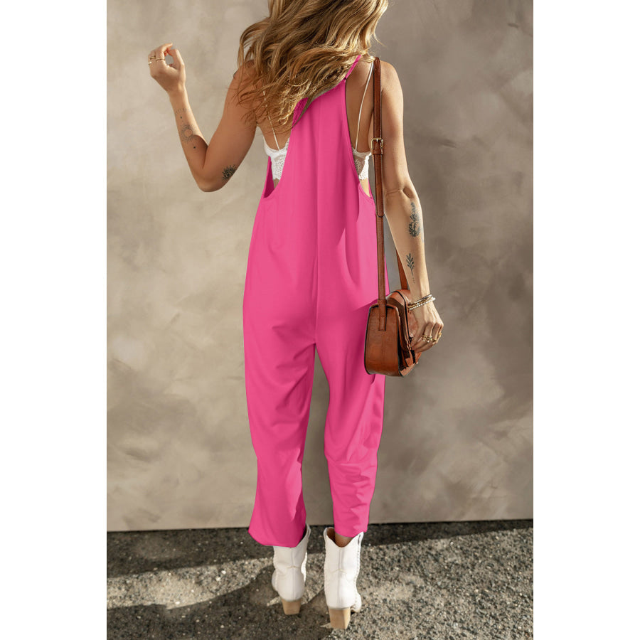Pocketed Spaghetti Strap Wide Leg Jumpsuit Apparel and Accessories