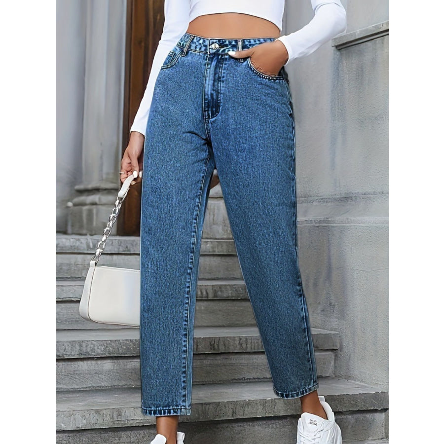 Pocketed Straight Leg Jeans Medium / XS Apparel and Accessories