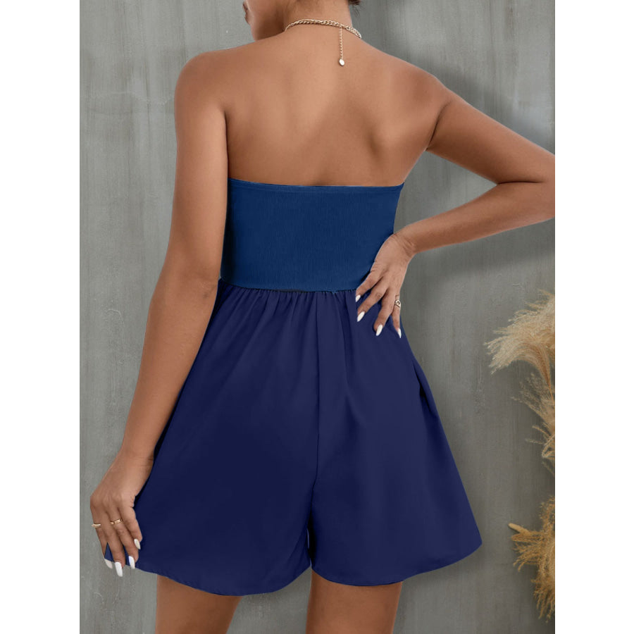 Pocketed Tube Wide Leg Romper Apparel and Accessories