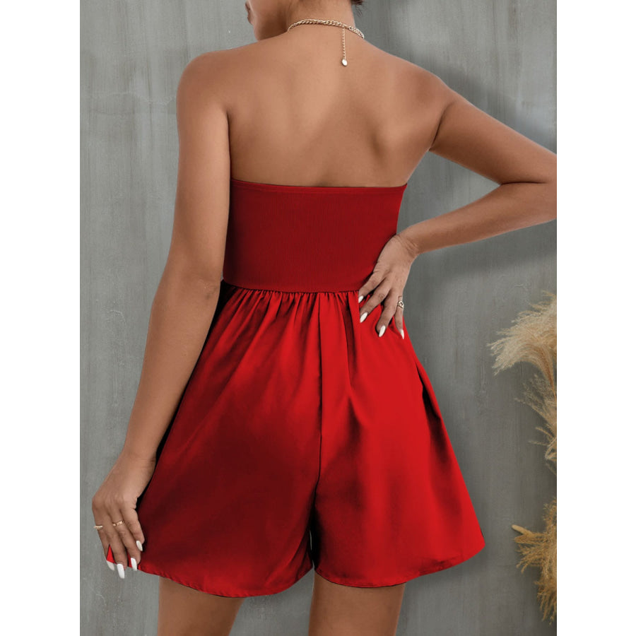 Pocketed Tube Wide Leg Romper Apparel and Accessories