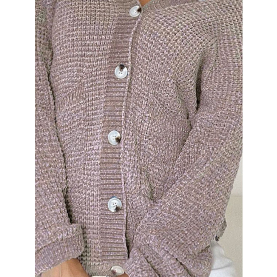 Pocketed V-Neck Button Up Cardigan Apparel and Accessories