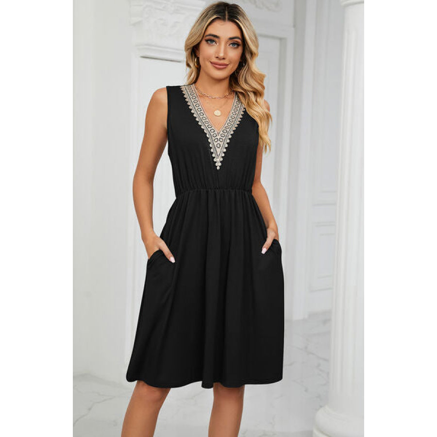 Pocketed V - Neck Wide Strap Dress Apparel and Accessories