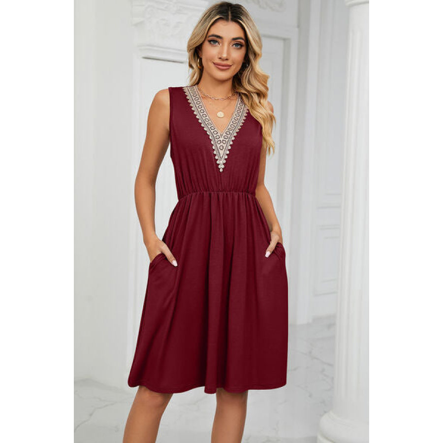 Pocketed V - Neck Wide Strap Dress Apparel and Accessories