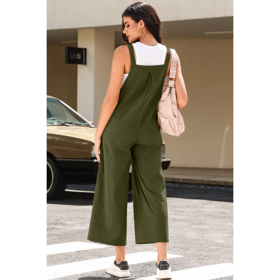 Pocketed Wide Leg Overall Apparel and Accessories