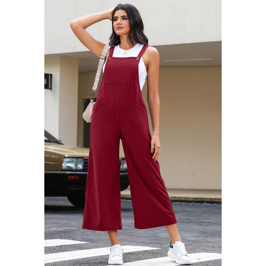 Pocketed Wide Leg Overall Apparel and Accessories