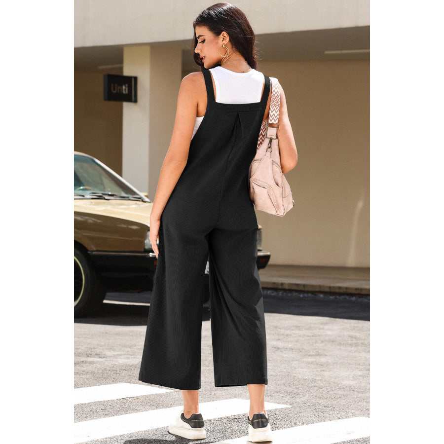 Pocketed Wide Leg Overall Apparel and Accessories