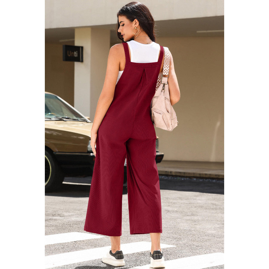 Pocketed Wide Leg Overall Apparel and Accessories