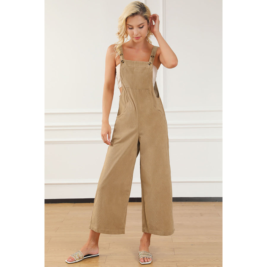 Pocketed Wide Leg Overall Apparel and Accessories