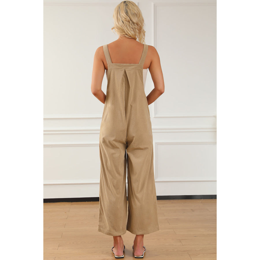 Pocketed Wide Leg Overall Apparel and Accessories