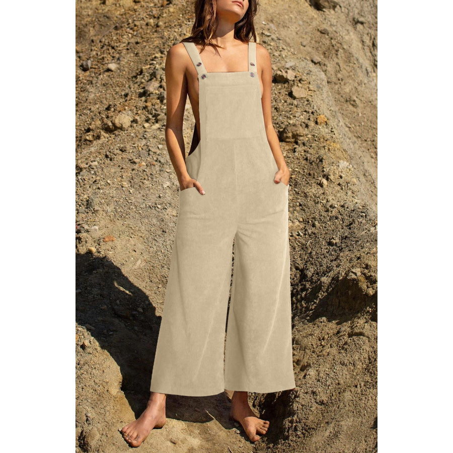 Pocketed Wide Leg Overall Ivory / S Apparel and Accessories