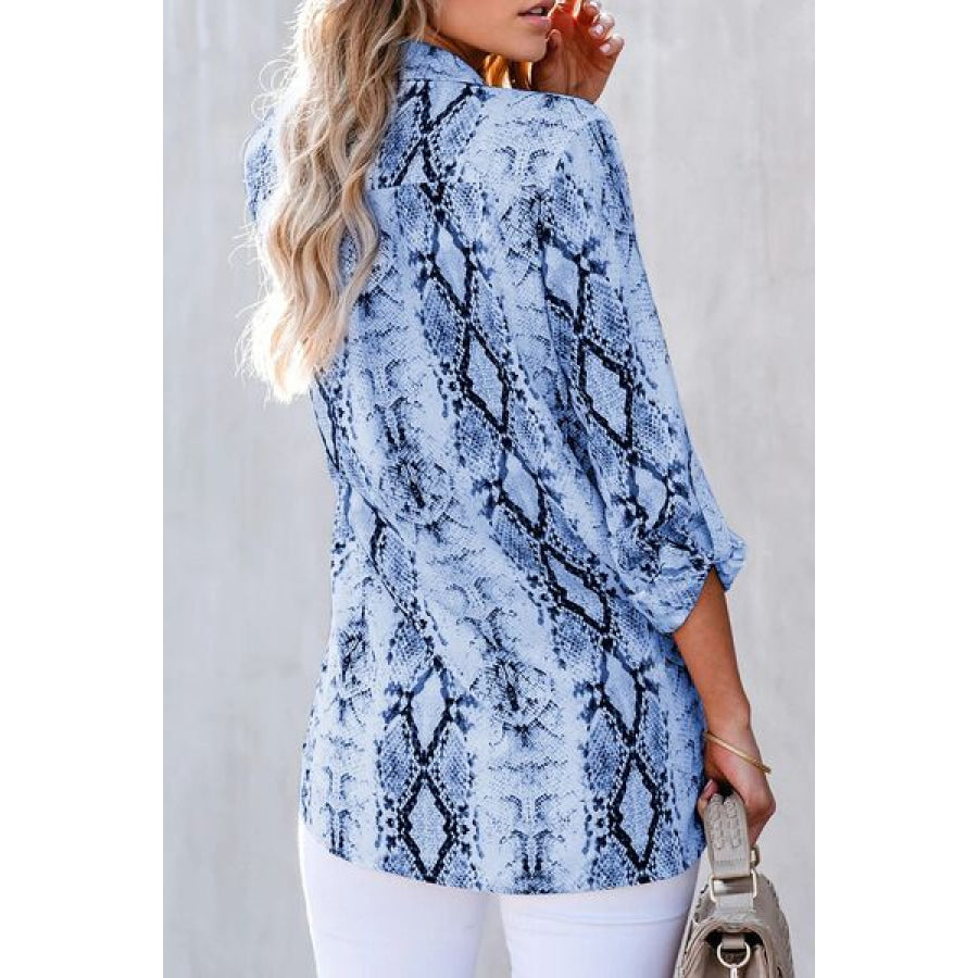 Pockted Printed Button Up Shirt Apparel and Accessories