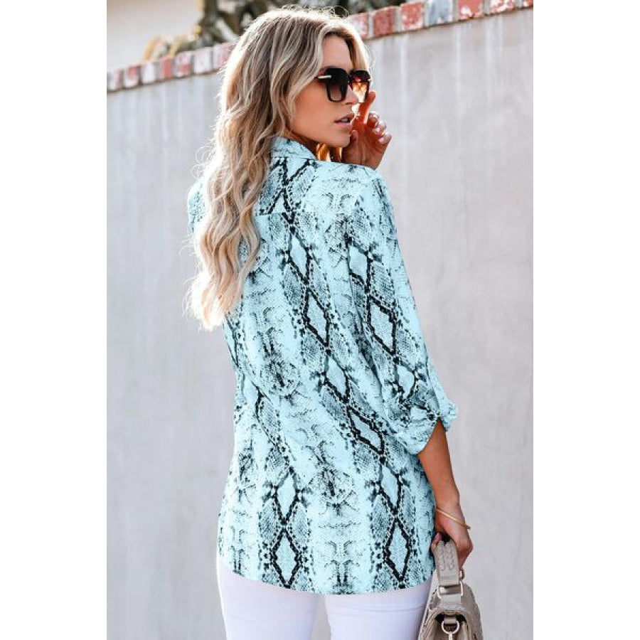 Pockted Printed Button Up Shirt Apparel and Accessories