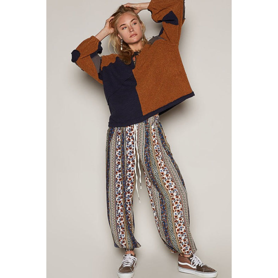 POL Color Block Half Zip Dropped Shoulder Sweatshirt Apparel and Accessories