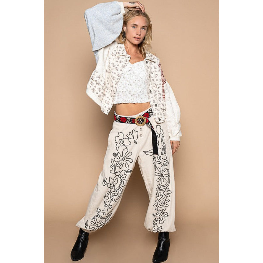 POL Printed Drop Shoulder Button Up Jacket Apparel and Accessories