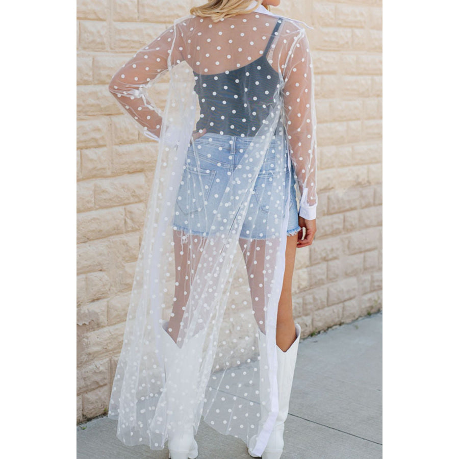 Polka Dot Long Sleeve Cover Up White / S Apparel and Accessories