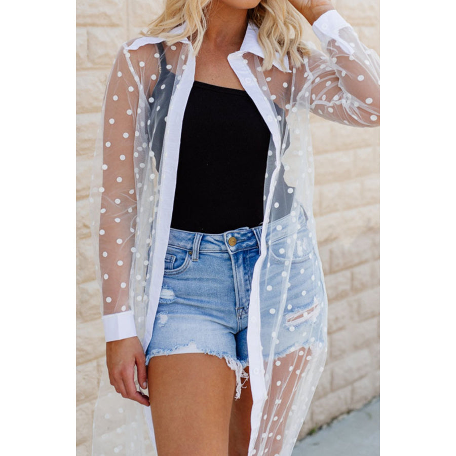 Polka Dot Long Sleeve Cover Up Apparel and Accessories