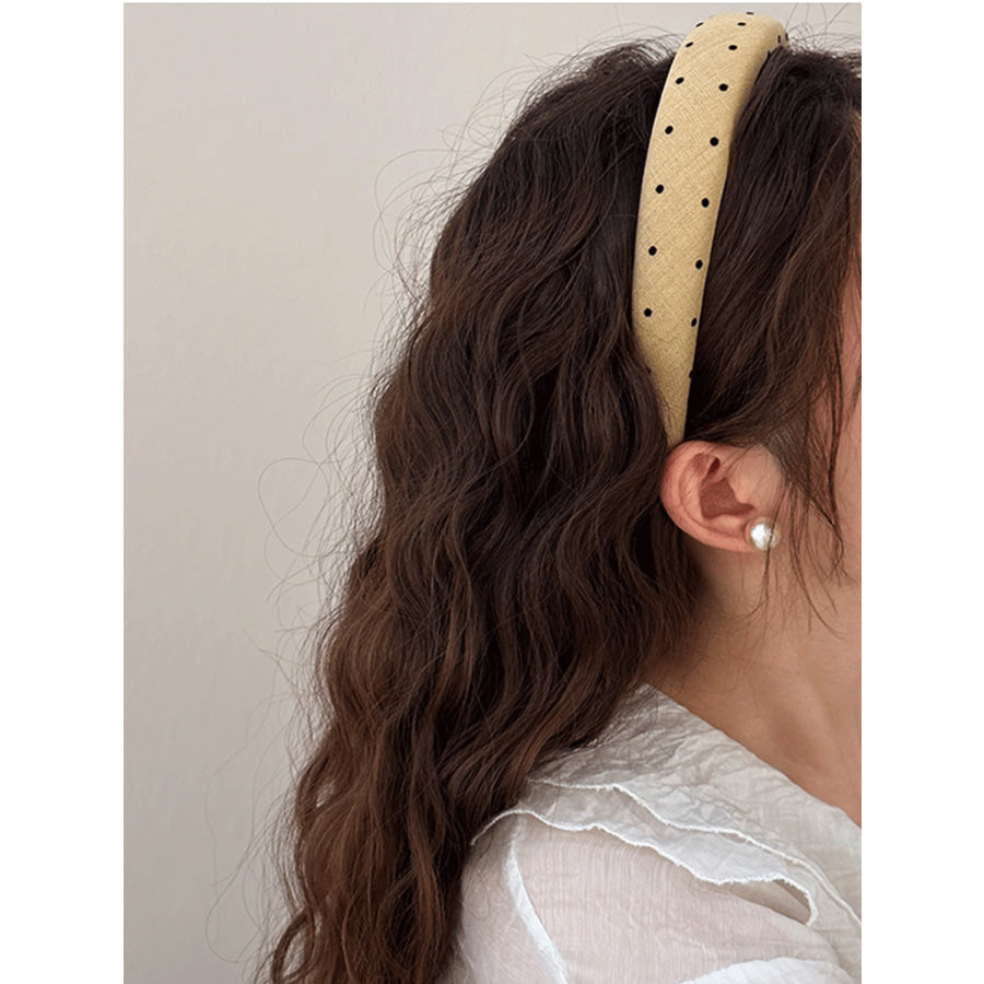 Polka Dot Polyester Wide Headband Camel / One Size Apparel and Accessories