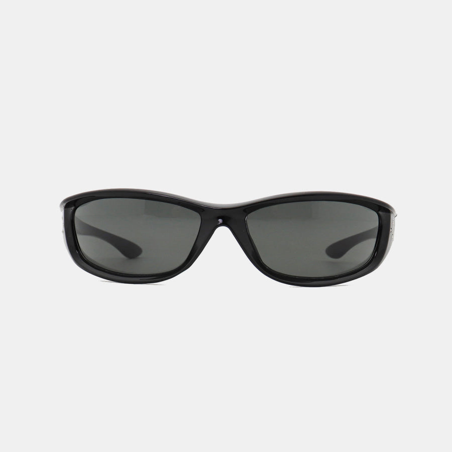 Polycarbonate Frame Rectangle Sunglasses Black / One Size Apparel and Accessories