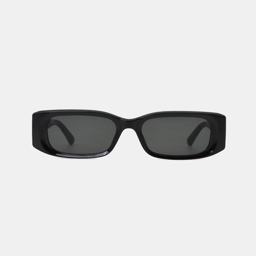 Polycarbonate Frame Rectangle Sunglasses Black / One Size Apparel and Accessories