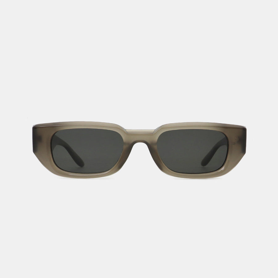 Polycarbonate Frame Rectangle Sunglasses Taupe / One Size Apparel and Accessories