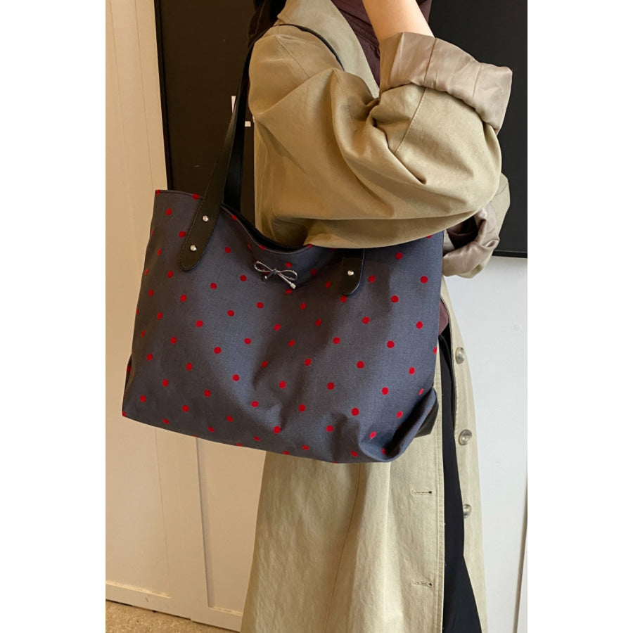 Polyester Bow Polka Dot Tote Bag Apparel and Accessories