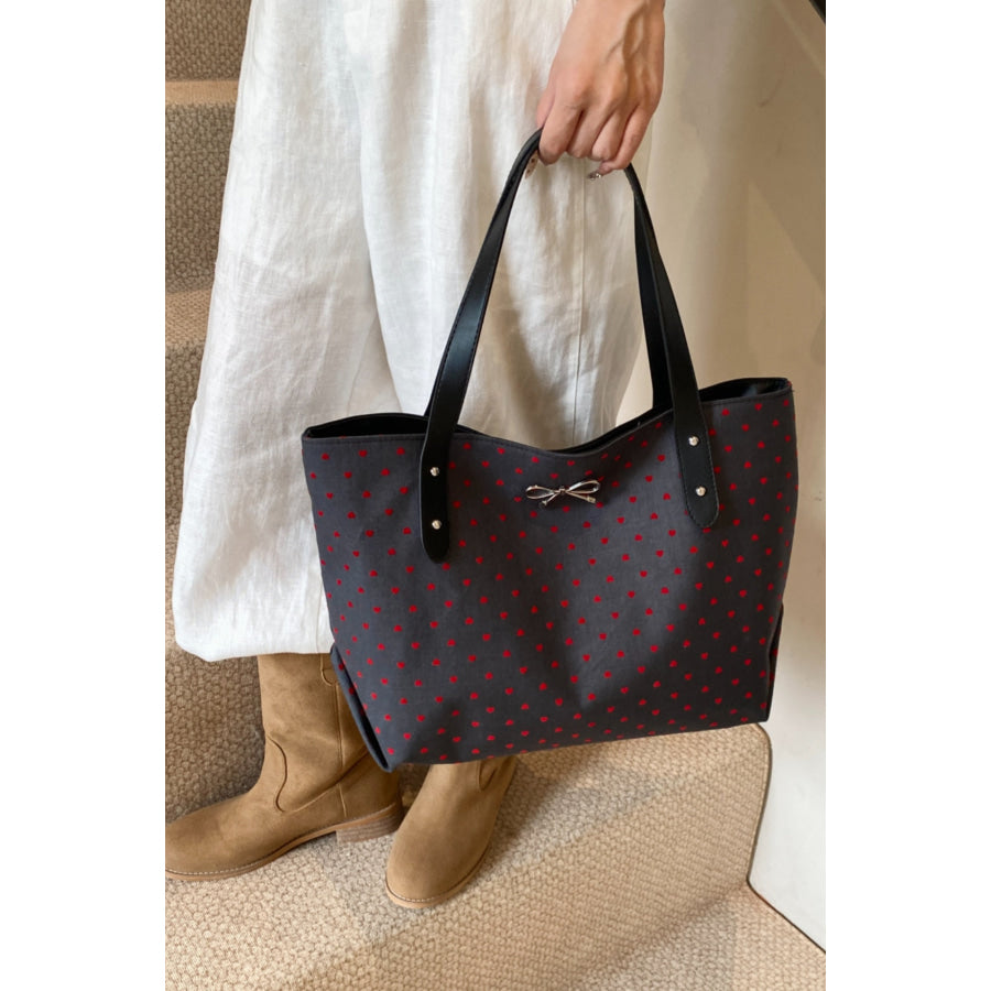 Polyester Bow Polka Dot Tote Bag Apparel and Accessories