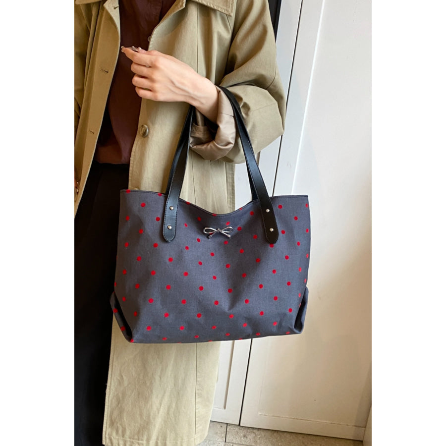 Polyester Bow Polka Dot Tote Bag Apparel and Accessories