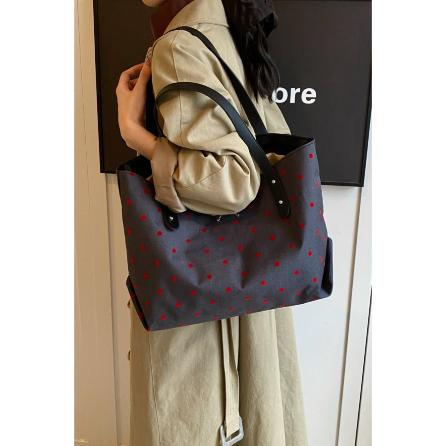 Polyester Bow Polka Dot Tote Bag Apparel and Accessories