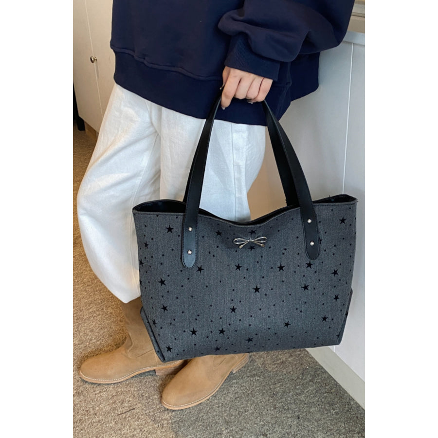 Polyester Bow Polka Dot Tote Bag Apparel and Accessories