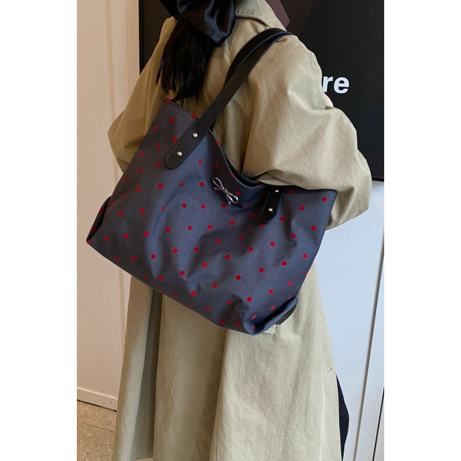 Polyester Bow Polka Dot Tote Bag Apparel and Accessories