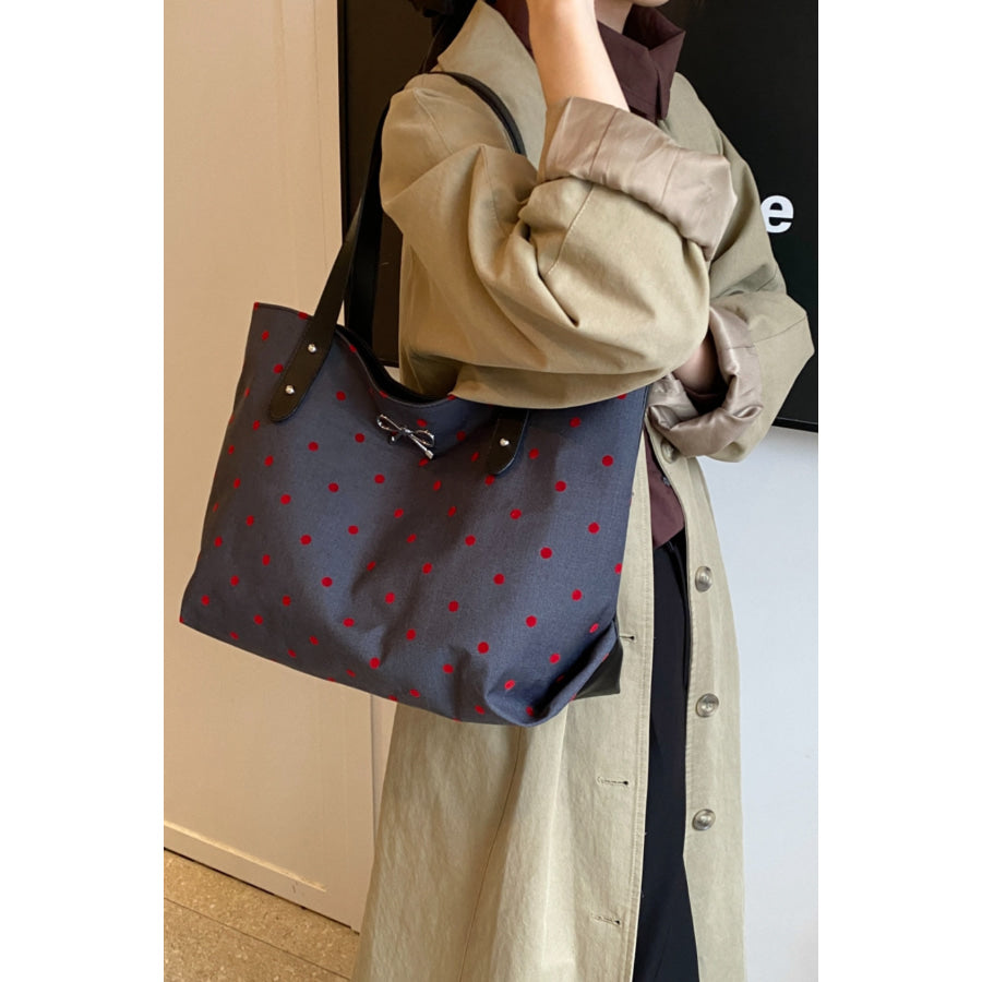 Polyester Bow Polka Dot Tote Bag Apparel and Accessories