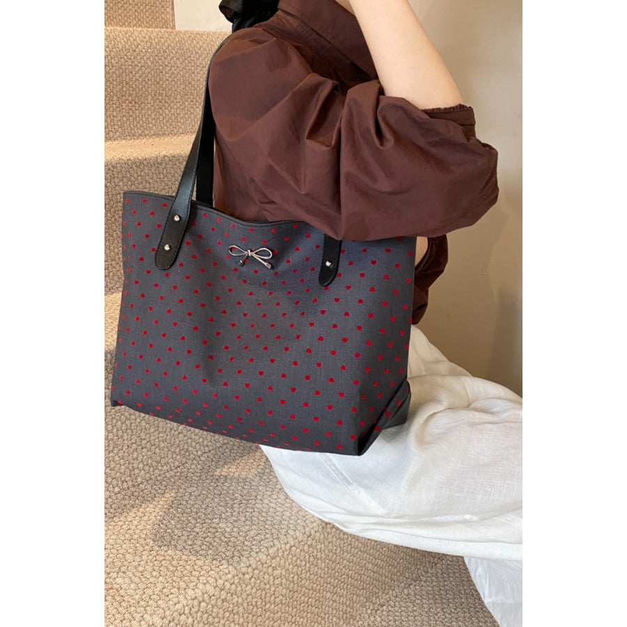 Polyester Bow Polka Dot Tote Bag Apparel and Accessories