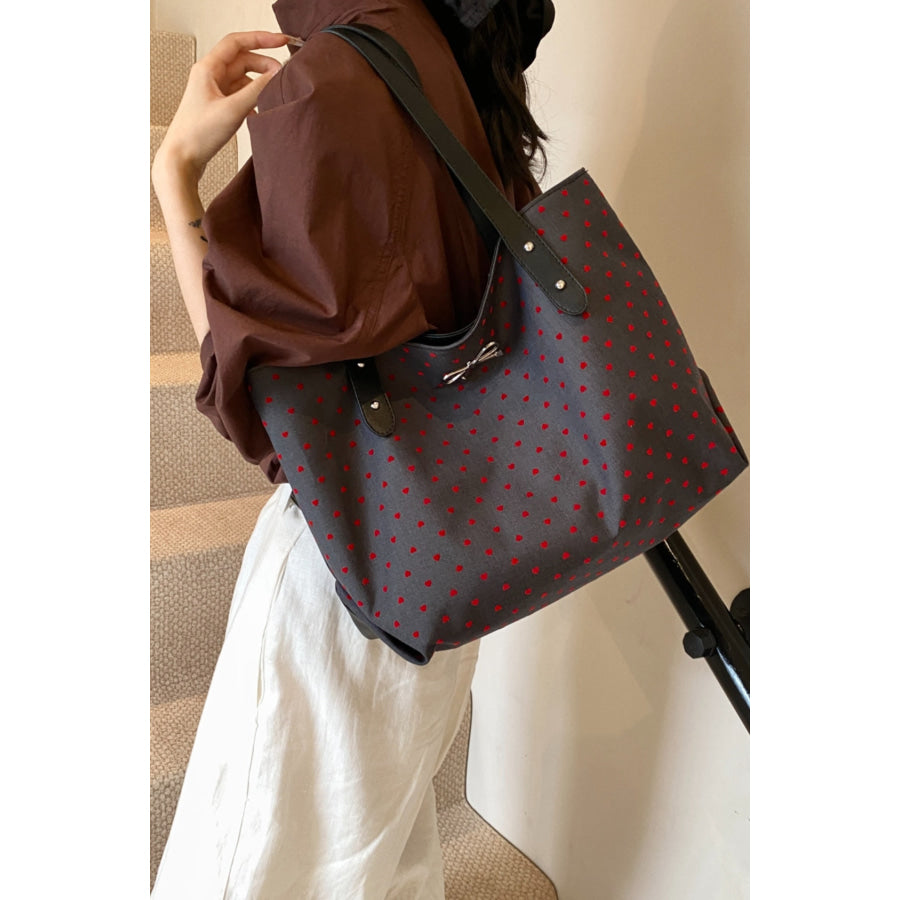 Polyester Bow Polka Dot Tote Bag Apparel and Accessories