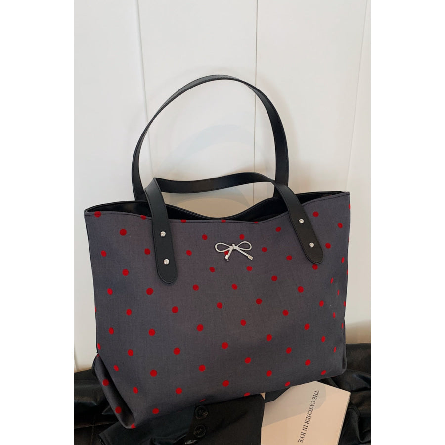 Polyester Bow Polka Dot Tote Bag Polka Dot / One Size Apparel and Accessories